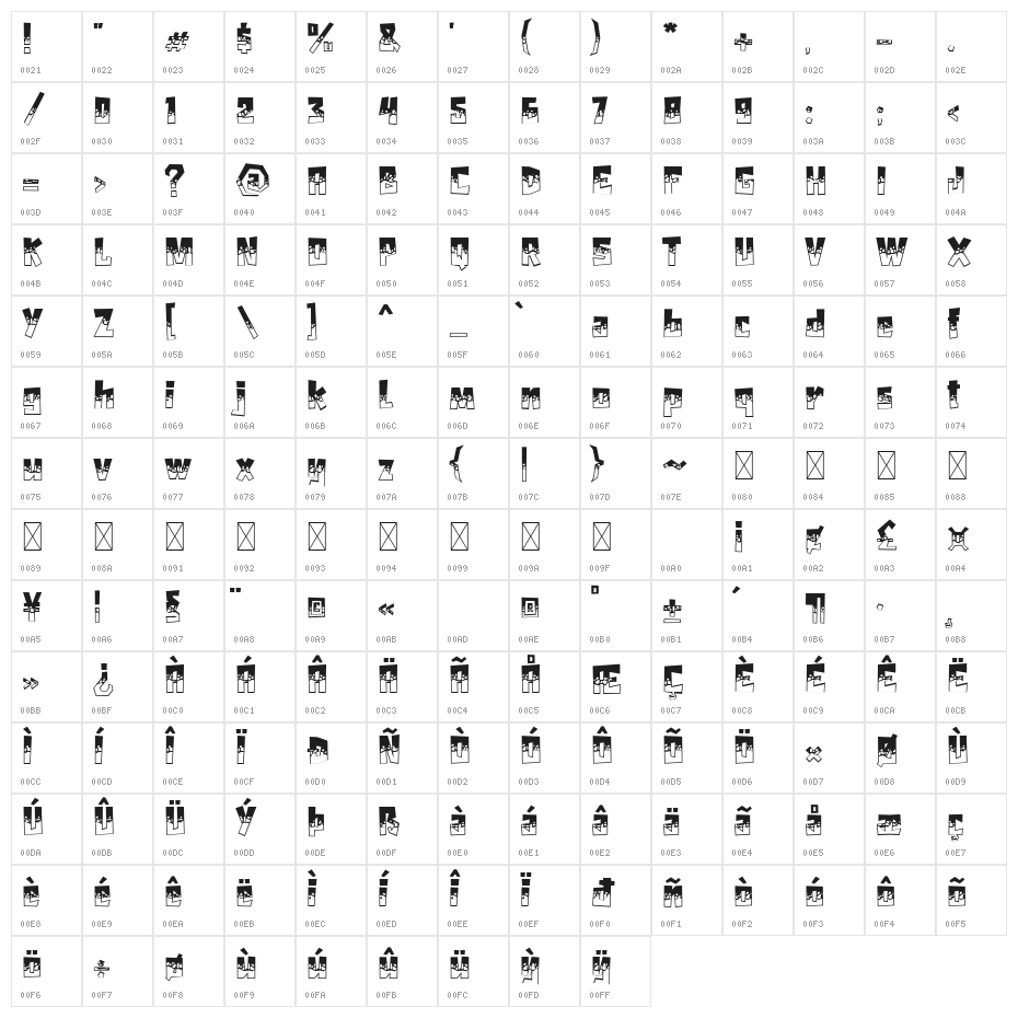 HYPER BLOCK Regular Character Map