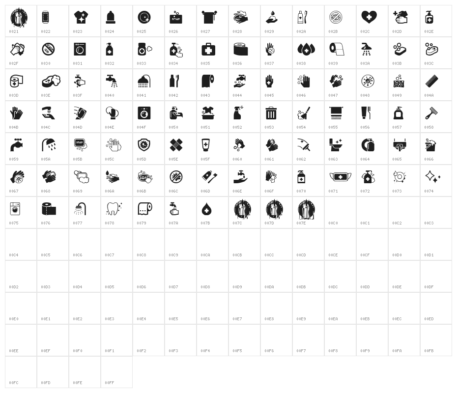 Hygiene Icons Character Map