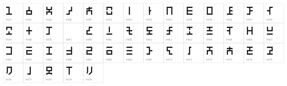 Hylian 64 Character Map