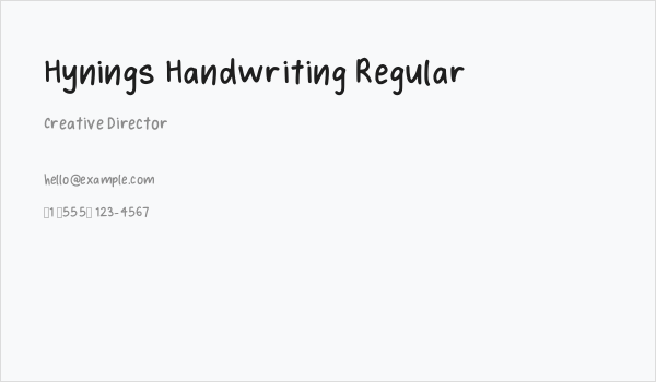 Hynings Handwriting Regular Business Card