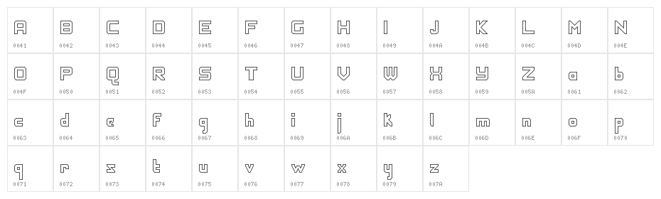 Hyperdigital Outline Character Map