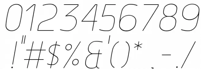 Hyperjump Hairline Oblique Font OTHER CHARS