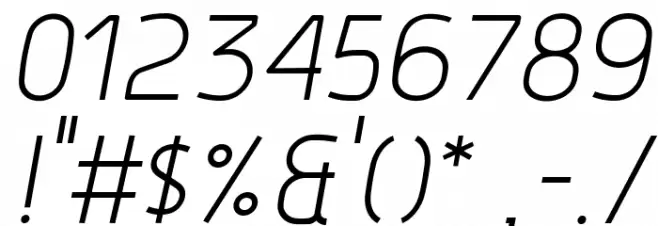 Hyperjump Light Oblique Font OTHER CHARS