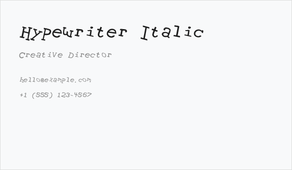 Hypewriter Italic Business Card