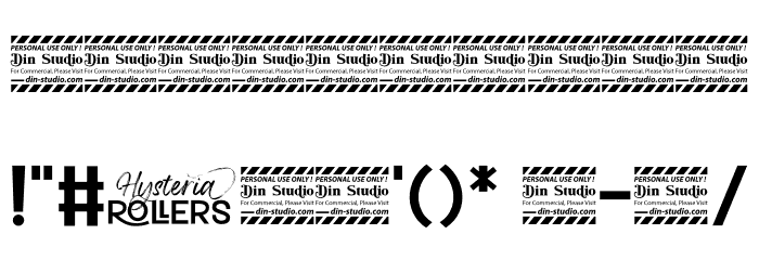 Hysteria Rollers Personal Use Sans Serif Font OTHER CHARS