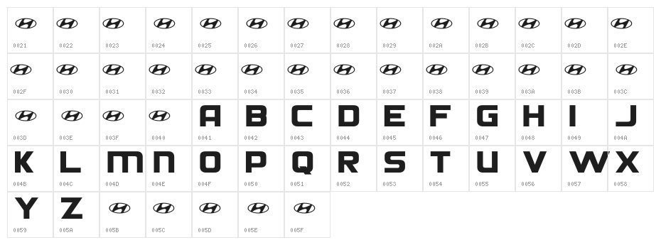 Hyundai Normal Character Map
