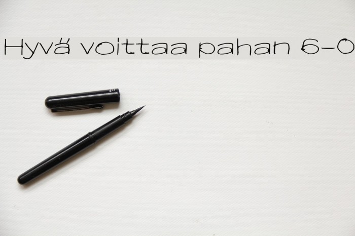 Hyvä voittaa pahan 6-0 Font examples