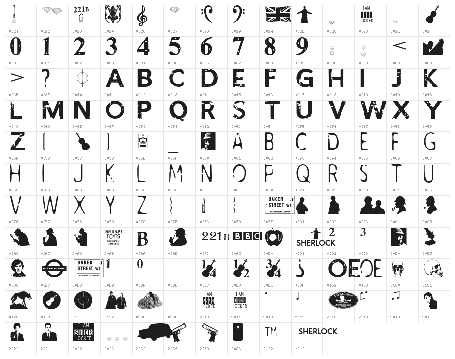 I AM SHERLOCKED Character Map