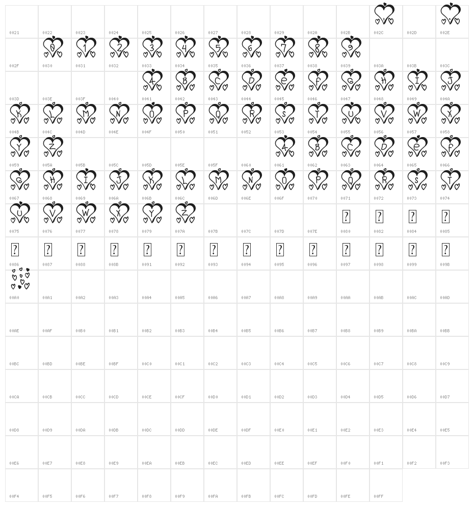 I Love St Character Map