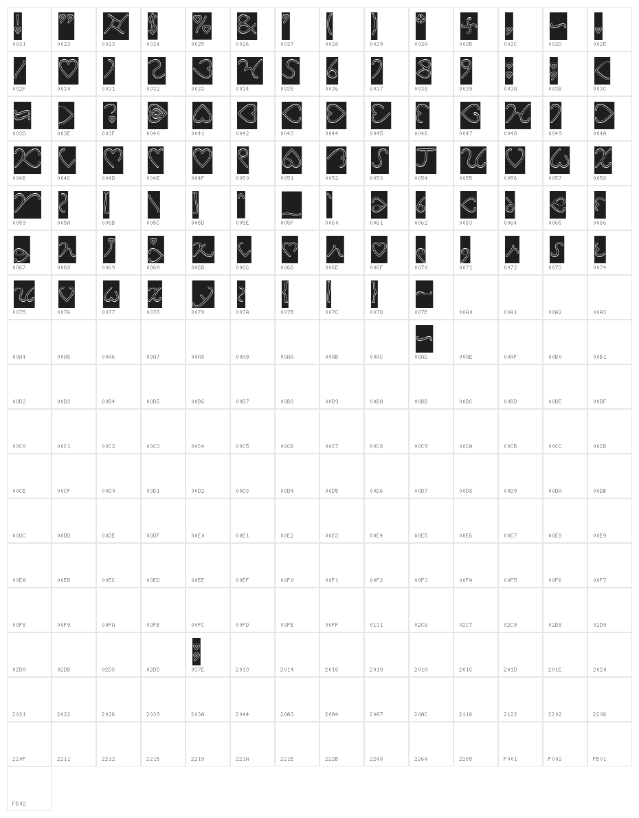 I Love You-Hollow-Inverse Character Map