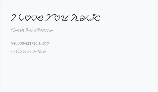 I Love You Italic Business Card