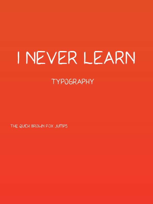 I Never Learn Poster