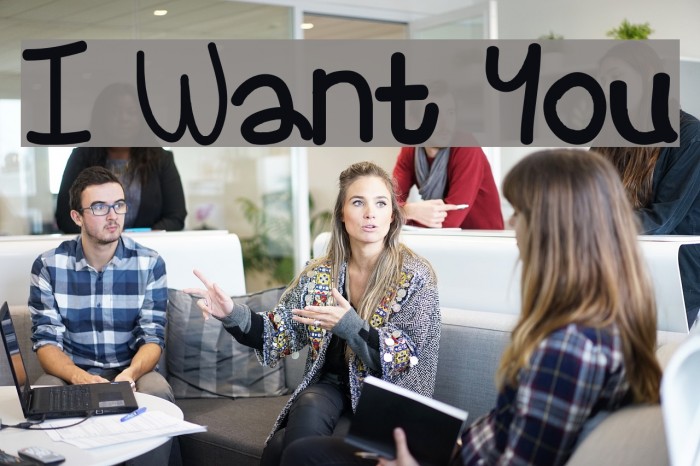 I Want You Font examples