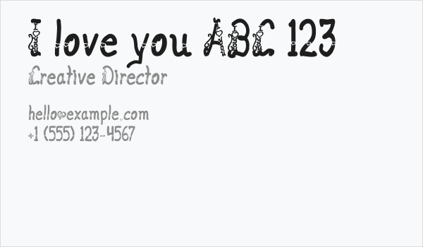 I love you ABC 123 Business Card