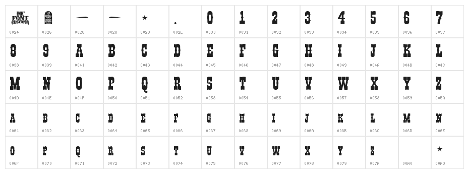 I.F.C. BOOTHILL Character Map