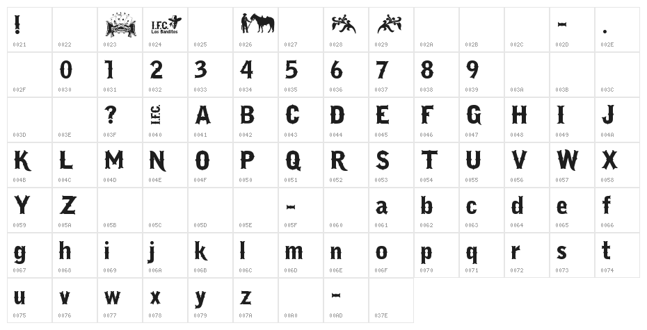 I.F.C. LOS BANDITOS Bold Character Map