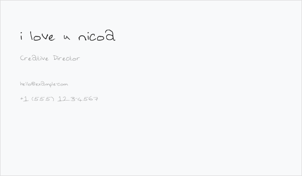 i love u nicoa Business Card