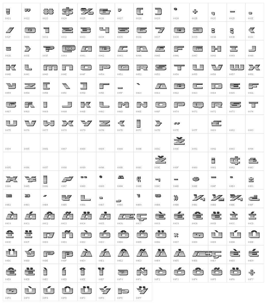 Iapetus Chrome Regular Character Map
