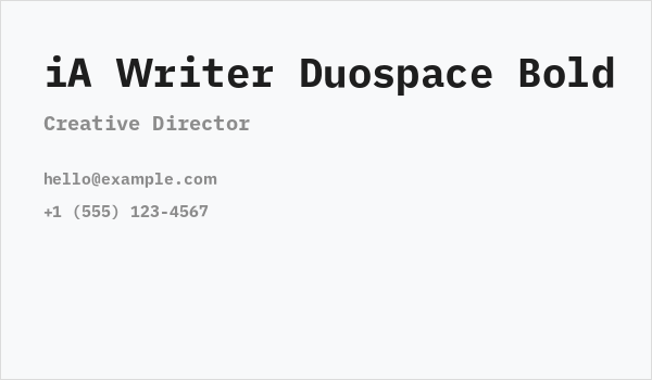 iA Writer Duospace Bold Business Card