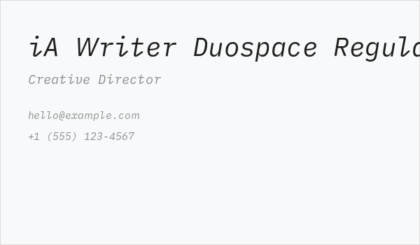 iA Writer Duospace RegularItalic Business Card