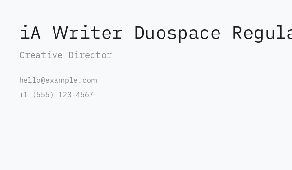 iA Writer Duospace Regular Business Card
