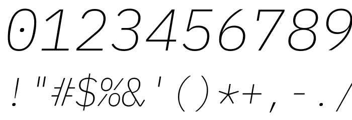 IBM Plex Mono ExtraLight Italic Font OTHER CHARS