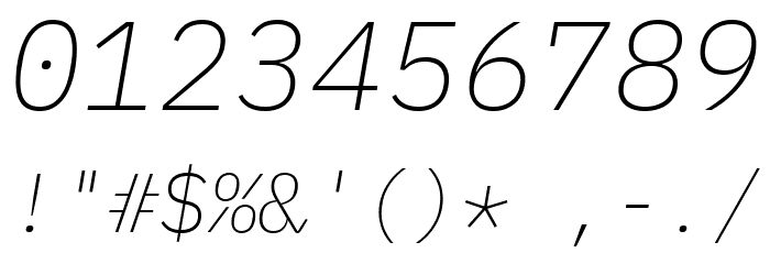 IBM Plex Mono ExtraLight Italic Font OTHER CHARS