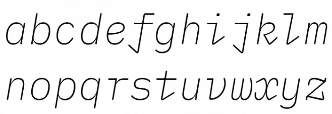 IBM Plex Mono ExtraLight Italic フォント 小文字