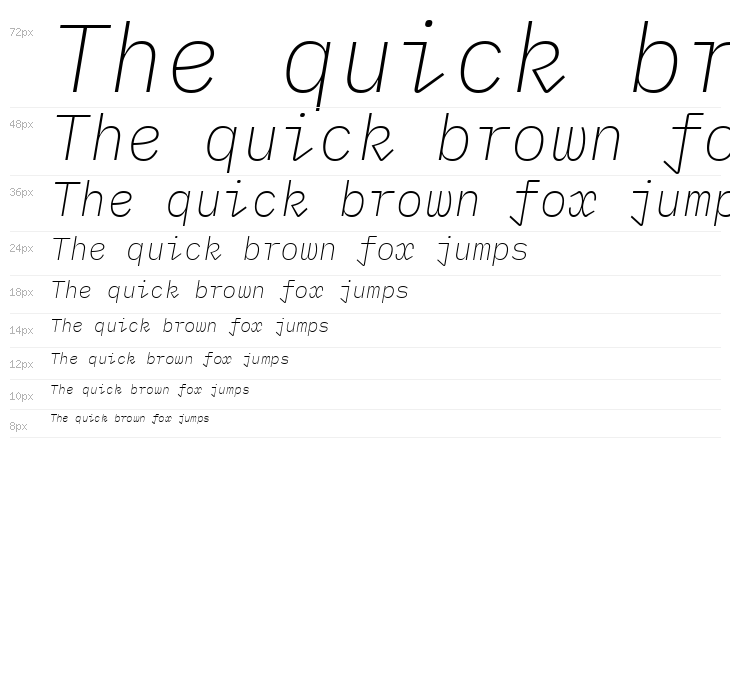 IBM Plex Mono ExtraLight Italic Waterfall