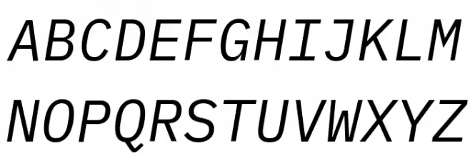 IBM Plex Mono Italic फ़ॉन्ट अपरकेस