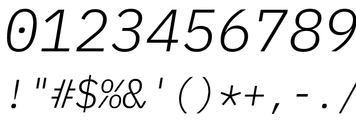 IBM Plex Mono Light Italic Font OTHER CHARS