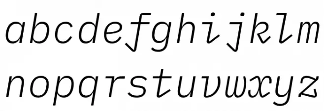 IBM Plex Mono Light Italic Schriftart Kleinbuchstaben