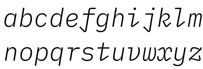IBM Plex Mono Light Italic Font LOWERCASE