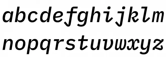 IBM Plex Mono Medium Italic Schriftart Kleinbuchstaben