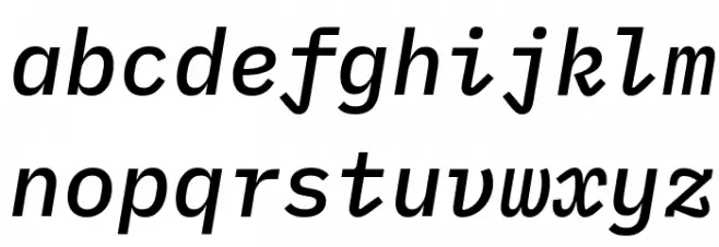 IBM Plex Mono Medium Italic Caratteri MINUSCOLO