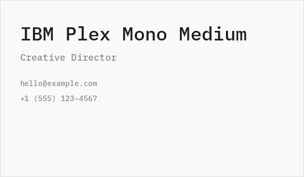 IBM Plex Mono Medium Business Card