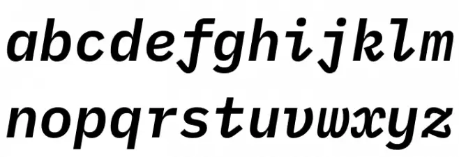 IBM Plex Mono SemiBold Italic Schriftart Kleinbuchstaben