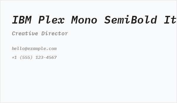IBM Plex Mono SemiBold Italic Business Card