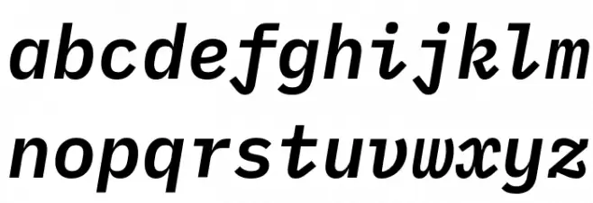 IBM Plex Mono SemiBold Italic Schriftart Kleinbuchstaben