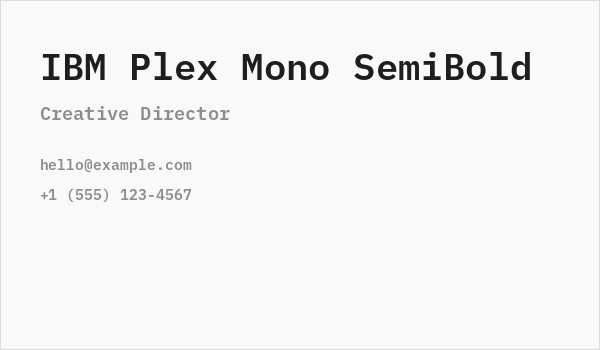 IBM Plex Mono SemiBold Business Card
