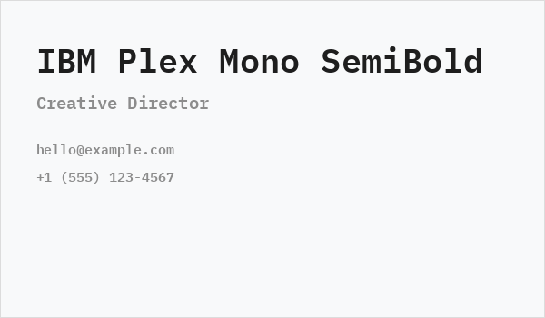 IBM Plex Mono SemiBold Business Card