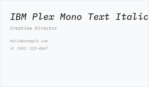 IBM Plex Mono Text Italic Business Card
