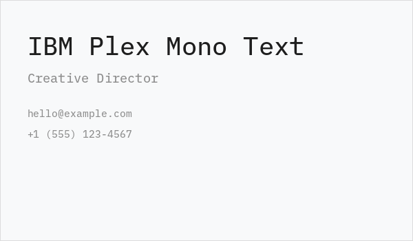 IBM Plex Mono Text Business Card