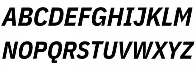 IBM Plex Sans Condensed Bold Italic फ़ॉन्ट अपरकेस