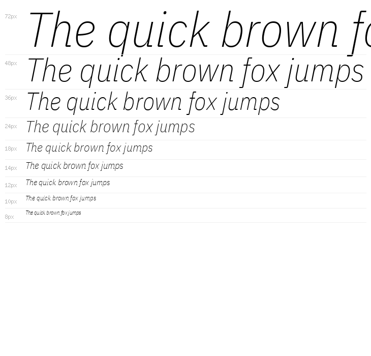 IBM Plex Sans Condensed ExtraLight Italic Waterfall