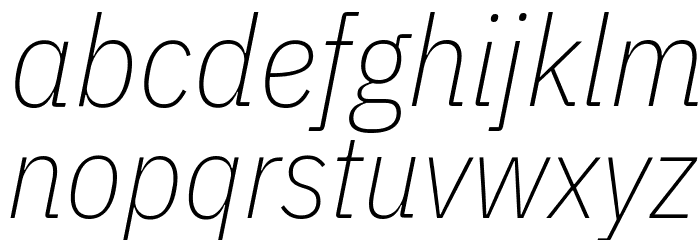 IBM Plex Sans Condensed ExtraLight Italic Font LOWERCASE