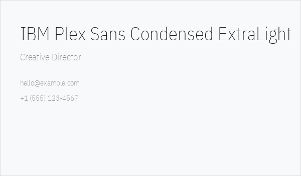 IBM Plex Sans Condensed ExtraLight Business Card