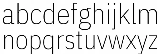 IBM Plex Sans Condensed ExtraLight Caratteri MINUSCOLO