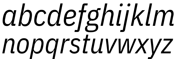 IBM Plex Sans Condensed Italic Font LOWERCASE