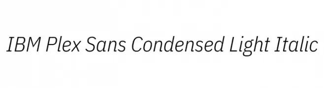 IBM Plex Sans Condensed Light Italic  नि: शुल्क फ़ॉन्ट्स डाउनलोड